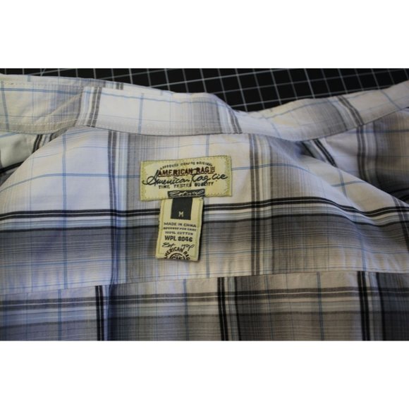 American Rag CIE /Polo long sleeved/ (Size M)/White with Blue and Black Stripes - Picture 5 of 13